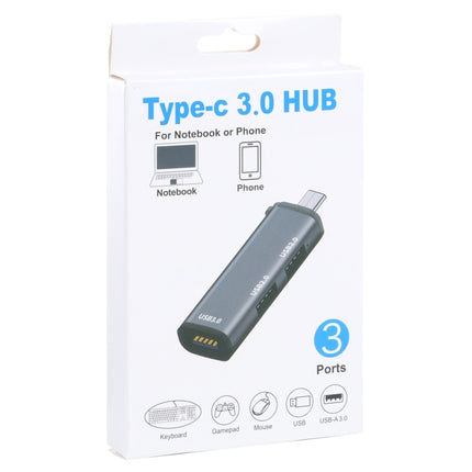 3 Ports USB 2.0 x 2 + USB 3.0 to USB-C / Type-C HUB Adapter-garmade.com