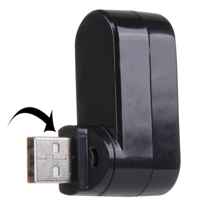 180 Degree Rotation USB Head 3 Ports USB 2.0 Portable HUB(Black)-garmade.com
