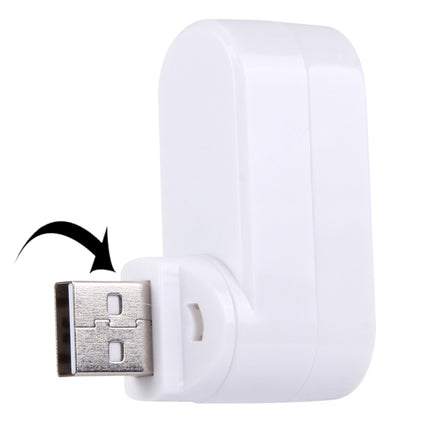 180 Degree Rotation USB Head 3 Ports USB 2.0 Portable HUB(White)-garmade.com