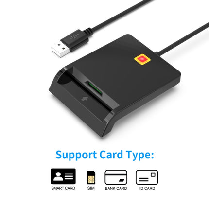 Rcoketek CR301 Smart CAC Card Reader USB 2.0 Bank Card SIM Card Tax Reader (Black)-garmade.com
