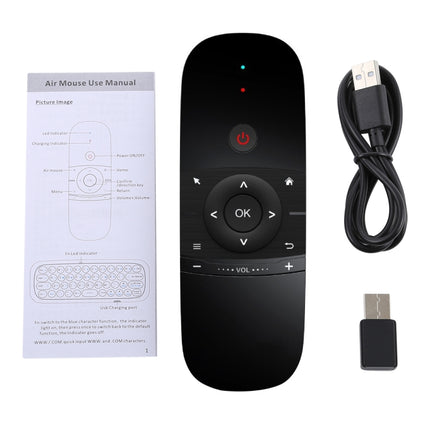 W1 Wireless QWERTY 57-Keys Keyboard 2.4G Air Mouse Remote Controller with LED Indicator for Android TV Box, Mini PC, Smart TV, Projector, HTPC, All-in-one PC / TV-garmade.com