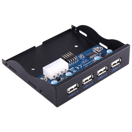 3.5 inch Floppy Expansion Bay Front Panel 4 Ports USB 2.0 HUB Adapter Connector(Black)-garmade.com
