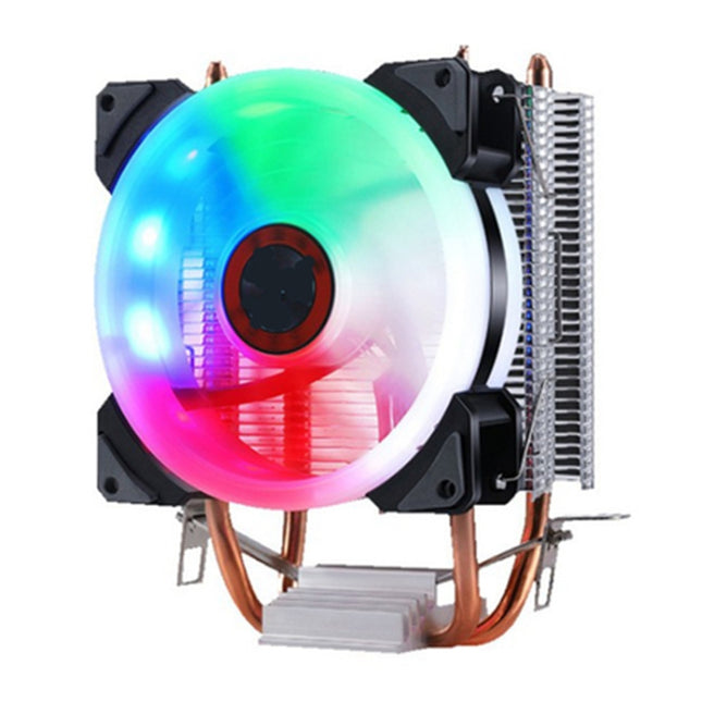 W-X3 3 Pin 9cm Double Copper Pipe Mute LED CPU Cooler Fan-garmade.com