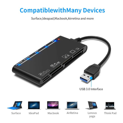 Rocketek CR7 USB3.0 Multi-function Card Reader CF / XD / MS / SD / TF Card 7 in 1-garmade.com