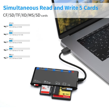 Rocketek CR7 USB3.0 Multi-function Card Reader CF / XD / MS / SD / TF Card 7 in 1-garmade.com