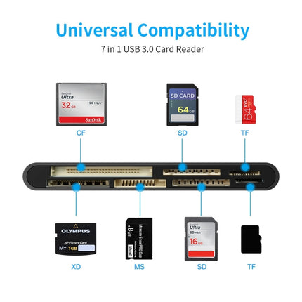 Rocketek CR7 USB3.0 Multi-function Card Reader CF / XD / MS / SD / TF Card 7 in 1-garmade.com