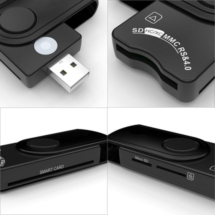 Rocketek CR310-B USB3.0 Multi-function IC Smart Card / SD / TF / SIM Card Reader-garmade.com
