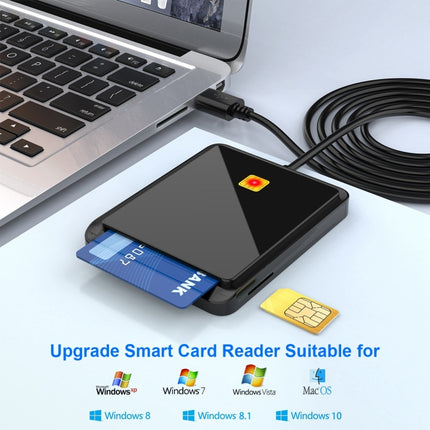 Rocketek CR317 USB 2.0 SIM / ID / CAC Smart Card 2 in 1 Card Reader (Black)-garmade.com