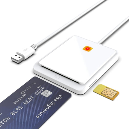 Rocketek CR317 USB 2.0 SIM / ID / CAC Smart Card 2 in 1 Card Reader (White)-garmade.com