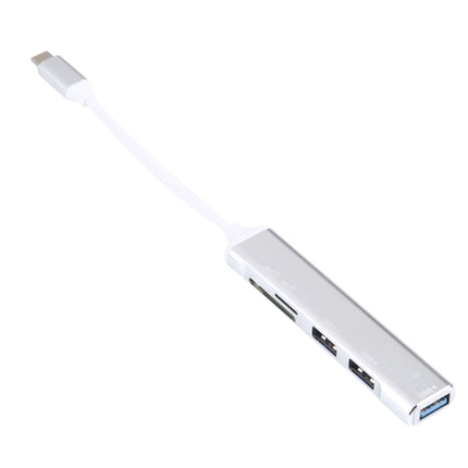 5 in 1 USB-C / Type-C 3.1 to SD / TF Card Slot + 3 USB 3.0 Ports Multifunctional Docking Station HUB (White)-garmade.com