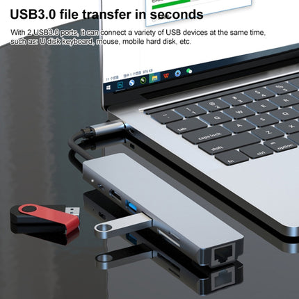 7 in 1 RJ45 + SD/TF + USB 3.0 x 2 + HDMI + PD to USB-C / Type-C HUB Adapter-garmade.com