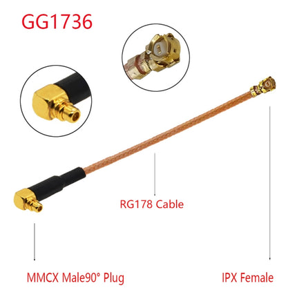 IPX Female to GG1736 MMCX Female Elbow RG178 Adapter Cable, Length: 15cm-garmade.com