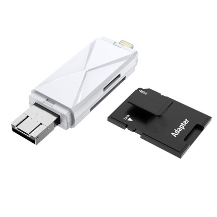 ADS-208 8 Pin+USB+Micro USB Multi-function Card Reader (Silver)-garmade.com