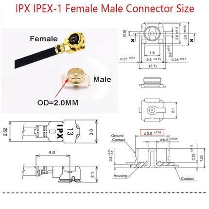 IPX Female to GG1739 MCX Female Elbow RG178 Adapter Cable, Length: 15cm-garmade.com