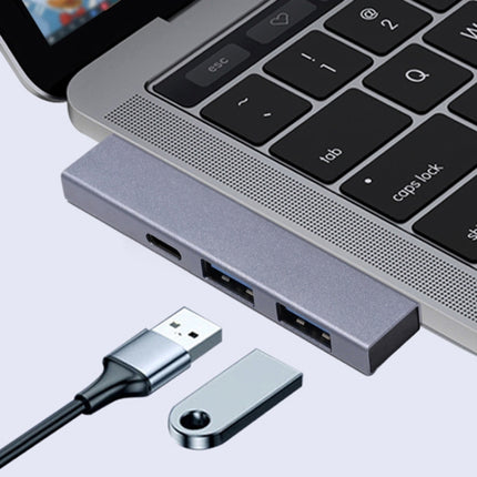889C USB Male to USB 2.0+USB 3.0+USB-C/Type-C Female Adapter(Silver)-garmade.com