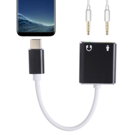 USB-C / Type-C to Jack 3.5mm Earphone Microphone Sound Card(Black)-garmade.com