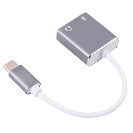 USB-C / Type-C to Jack 3.5mm Earphone Microphone Sound Card(Grey)-garmade.com