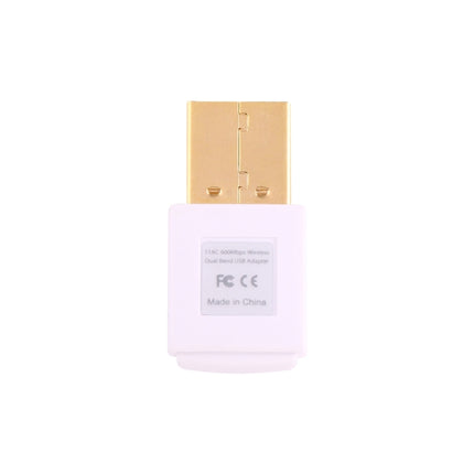 EDUP EP-AC1619 Mini Wireless USB 600Mbps 2.4G / 5.8Ghz 150M+433M Dual Band WiFi Network Card for Nootbook / Laptop / PC(White)-garmade.com
