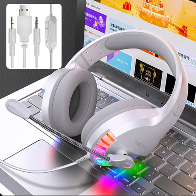 YINDIAO Q2 Head-mounted Wired Gaming Headset with Microphone, Version: Dual 3.5mm + USB(White)-garmade.com