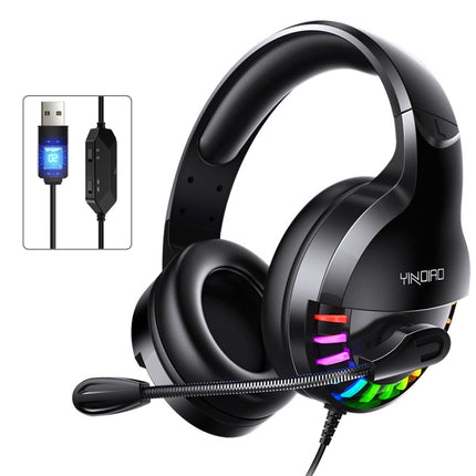 YINDIAO Q2 Head-mounted Wired Gaming Headset with Microphone, Version: Single USB Sound Card(Black)-garmade.com