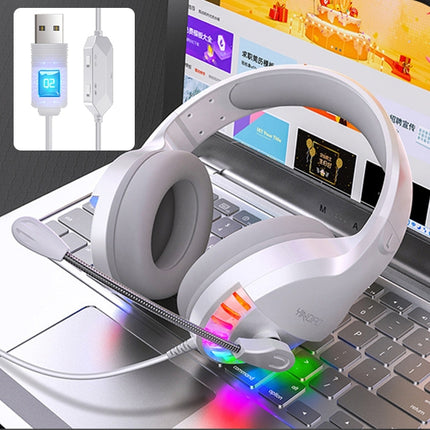 YINDIAO Q2 Head-mounted Wired Gaming Headset with Microphone, Version: Single USB Sound Card(White)-garmade.com