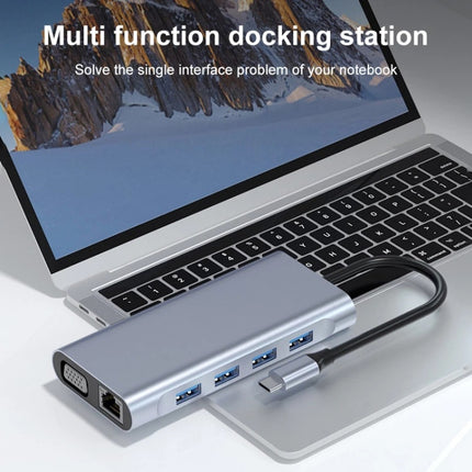 11 in 1 USB-C / Type-C to USB Docking Station HUB Adapter(100M Network Port)-garmade.com