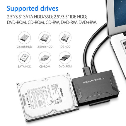 SATA / IDE to USB 3.0 Adapter 2.5 / 3.5 Inch Hard Drive Adapter Cable Converter-garmade.com