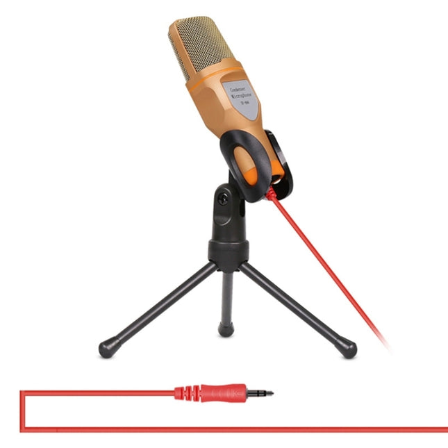 Yanmai SF666 Professional Condenser Sound Recording Microphone with Tripod Holder, Cable Length: 1.3m, Compatible with PC and Mac for Live Broadcast Show, KTV, etc.(Gold)-garmade.com