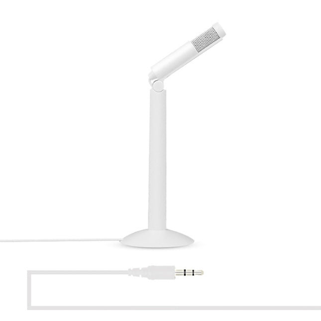 Yanmai SF-950 120 Degree Rotation Head 3.5mm Jack Studio Stereo Recording Microphone, Cable Length: 1.3m, Compatible with PC and Mac for Live Broadcast Show, KTV, etc.(White)-garmade.com