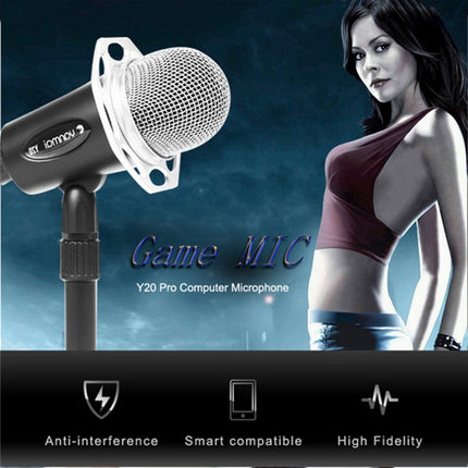 Yanmai Y20 Professional Game Condenser Microphone with Tripod Holder, Cable Length: 1.8m, Compatible with PC and Mac for Live Broadcast Show, KTV, etc.(Black)-garmade.com