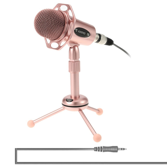 Yanmai Y20 Professional Game Condenser Microphone with Tripod Holder, Cable Length: 1.8m, Compatible with PC and Mac for Live Broadcast Show, KTV, etc.(Rose Gold)-garmade.com