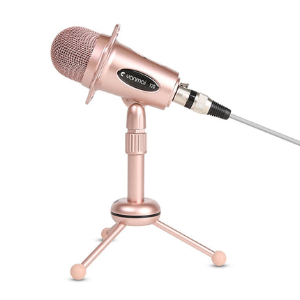 Yanmai Y20 Professional Game Condenser Microphone with Tripod Holder, Cable Length: 1.8m, Compatible with PC and Mac for Live Broadcast Show, KTV, etc.(Rose Gold)-garmade.com