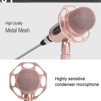 Yanmai Y20 Professional Game Condenser Microphone with Tripod Holder, Cable Length: 1.8m, Compatible with PC and Mac for Live Broadcast Show, KTV, etc.(Rose Gold)-garmade.com