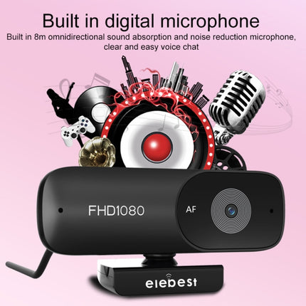 C90 1080P Auto Focus HD Computer Camera Webcam(Black)-garmade.com