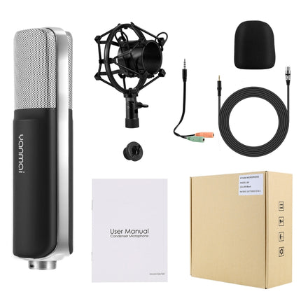 Yanmai Q8 Professional Game Condenser Sound Recording Microphone with Holder, Compatible with PC and Mac for Live Broadcast Show, KTV, etc.(Black)-garmade.com
