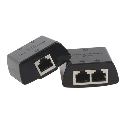 RJ45 to 2 x RJ45 Ethernet Network Coupler Thunder Lightning Protection (Black)-garmade.com