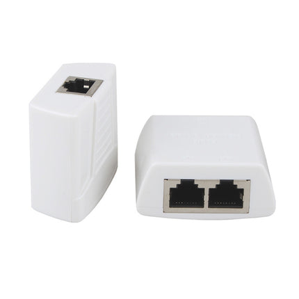 RJ45 to 2 x RJ45 Ethernet Network Coupler Thunder Lightning Protection (White)-garmade.com