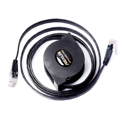 REXLIS 1m CAT6 Retractable Flat RJ45 Ethernet Network LAN Cable(Black)-garmade.com