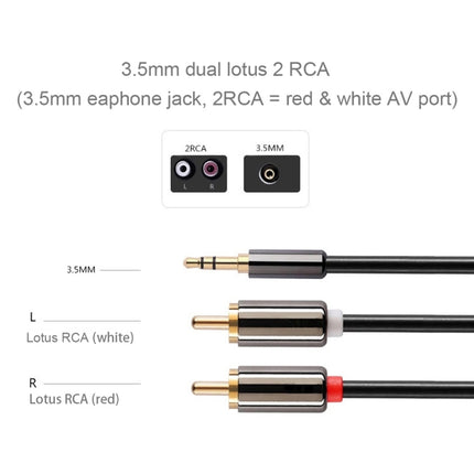 2m Gold Plated 3.5mm Jack to 2 x RCA Male Stereo Audio Cable-garmade.com