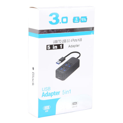 BYL-1901U 5 in 1 USB to USB3.0x4+USB-C / Type-C HUB Adapter-garmade.com