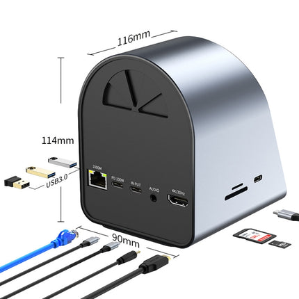 BYL-2211 10 in 1 USB-C / Type-C HUB Adapter, Support Phone Charger-garmade.com