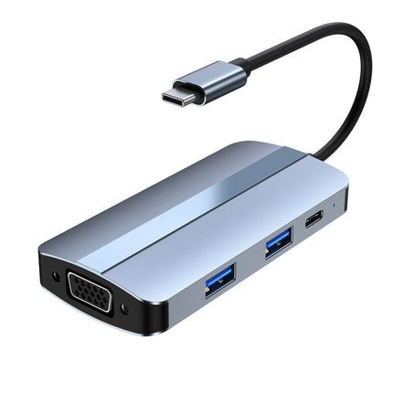 BYL-2106 7 in 1 USB-C / Type-C to USB Docking Station HUB Adapter (Silver)-garmade.com
