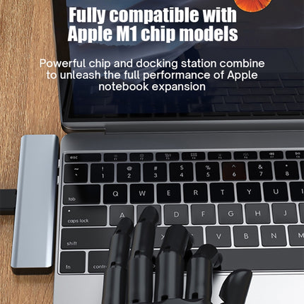 BYL-2101 7 in 1 Dual USB-C / Type-C to USB Docking Station HUB Adapter (Silver)-garmade.com