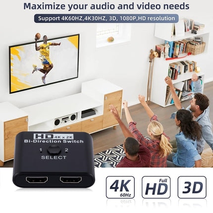 2 In 1 Out 4K HD Video Bi-Direction HDMI Switcher-garmade.com