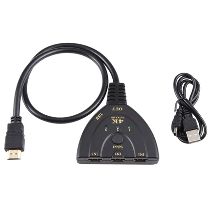 3 x 1 4K 30Hz HDMI Switcher with Pigtail HDMI Cable, Support External Power Supply-garmade.com
