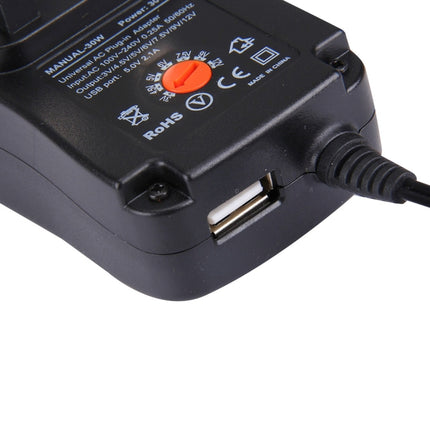 UK Plug Universal 30W Power Wall Plug-in Adapter with 5V 2.1A USB Port, Tips: 8 PCS, Cable Length: About 1.2m-garmade.com