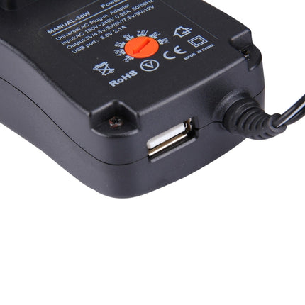 US Plug Universal 30W Power Wall Plug-in Adapter with 5V 2.1A USB Port, Tips: 6 PCS, Cable Length: About 1.2m-garmade.com