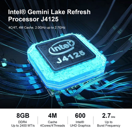 Beelink GK55 Windows 11 Mini PC, 8GB+256GB, Intel Gemini Lake J4125, Support Bluetooth / HDMI / WiFi / RJ45, UK Plug-garmade.com