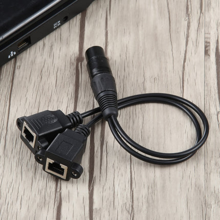 3-pin XLR Female to 2 x RJ45 Female Ethernet LAN Network Extension Cable, Cable Length: 30cm(Black)-garmade.com