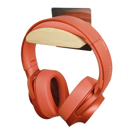 Square Stainless Steel Patch + Solid Wood Wall-mounted Headset Holder-garmade.com